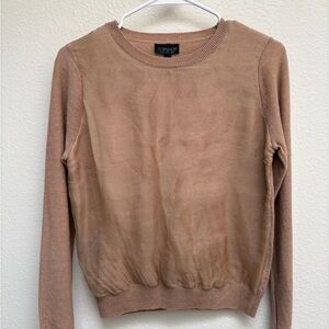 Topshop Crewneck Sweater in Camel Brown